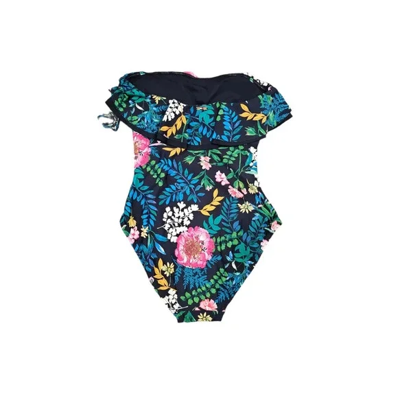 $118 Tommy Hilfiger Ruffle Strapless One-Piece Swimsuit Sz 8